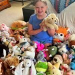 a 12 year old north carolina girl rescued 114 stuffed animals from thrift stores she repaired every one by hand and donated them to children who lost their homes in fire